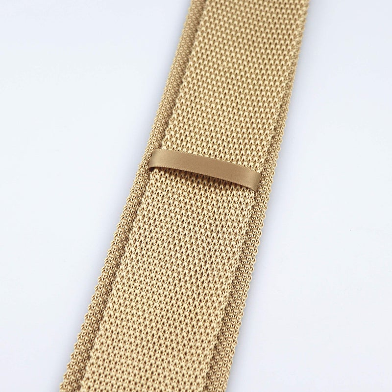 Secdtie Men's Skinny Knit Tie Vintage Mixed Pattern Casual 2.4" Necktie (One Size, Champagne) - Image 3
